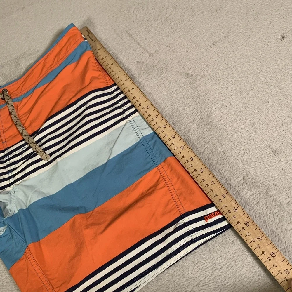 Patagonia Board Shorts Mens 36 Blue Orange Striped Swim‎ Trunks Quick Dry Surf